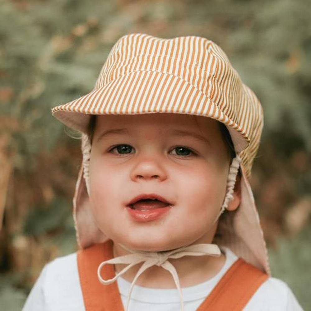 Lounger Legionnaire Reversible Flap Sun Hat - Frankie/Flax on a white background