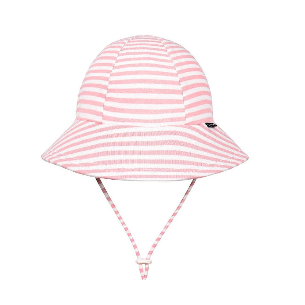 Ponytail Bucket Sun Hat - Pink Stripe on a white background