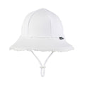 Ruffle Bucket Sun Hat - White on a white background