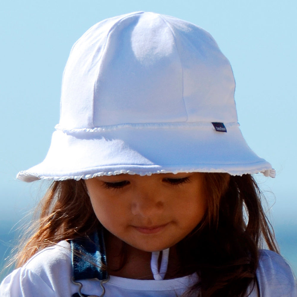 Ruffle Bucket Sun Hat - White