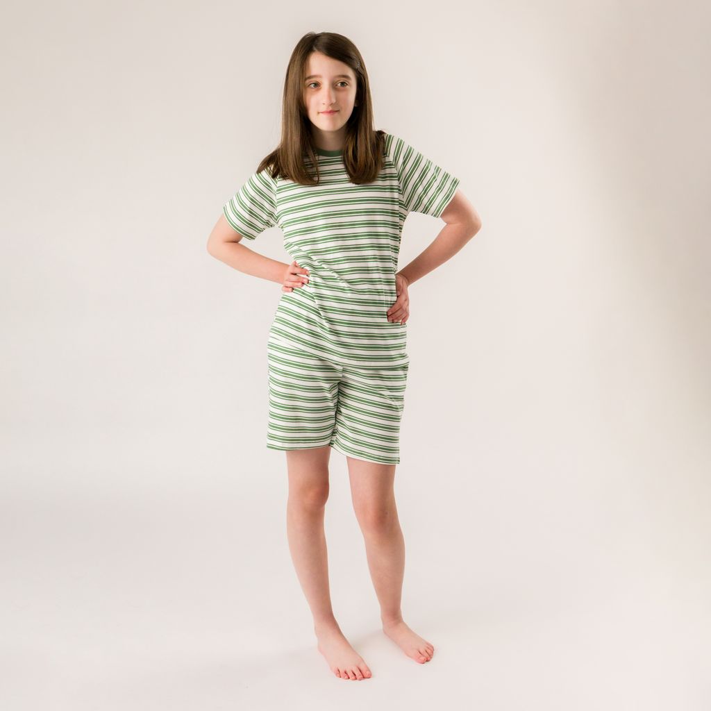 Organic Cotton Loose Fit Summer PJs - Pine Stripe