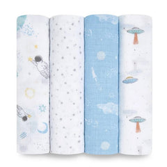 Essentials Muslin Swaddles 4pk - Space Explorers