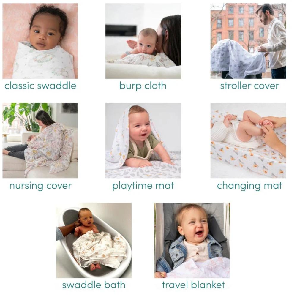 Essentials Muslin Swaddles 4pk - Piece of My Heart