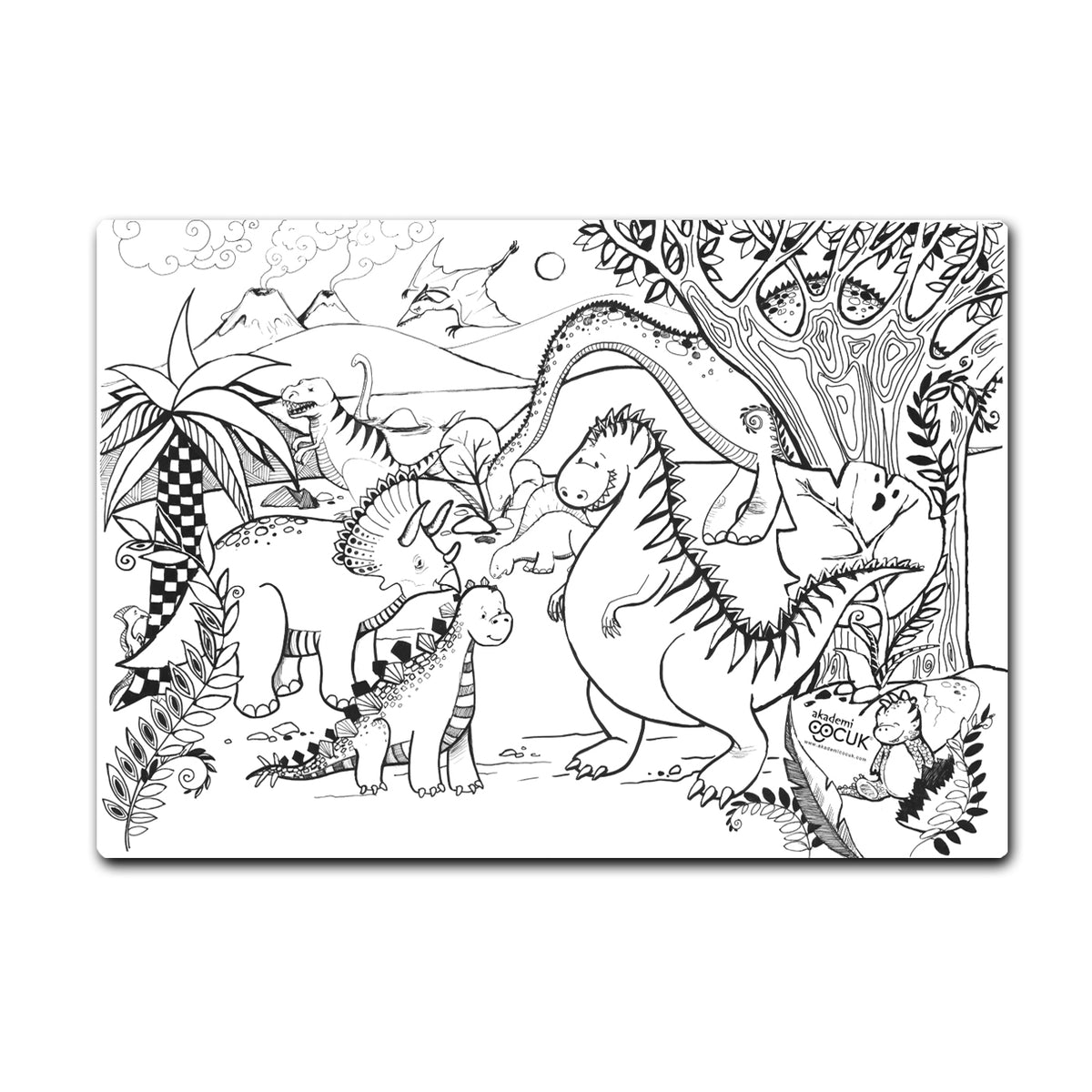 Reusable Colouring Mat - Jurassic Age against white background