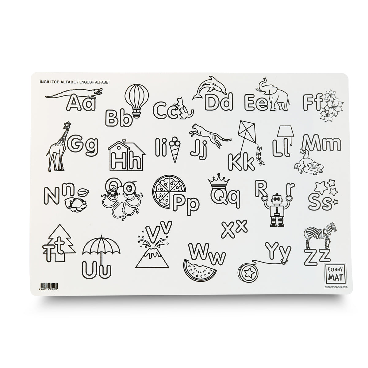 Reusable Colouring Mat - English Alphabet on white background