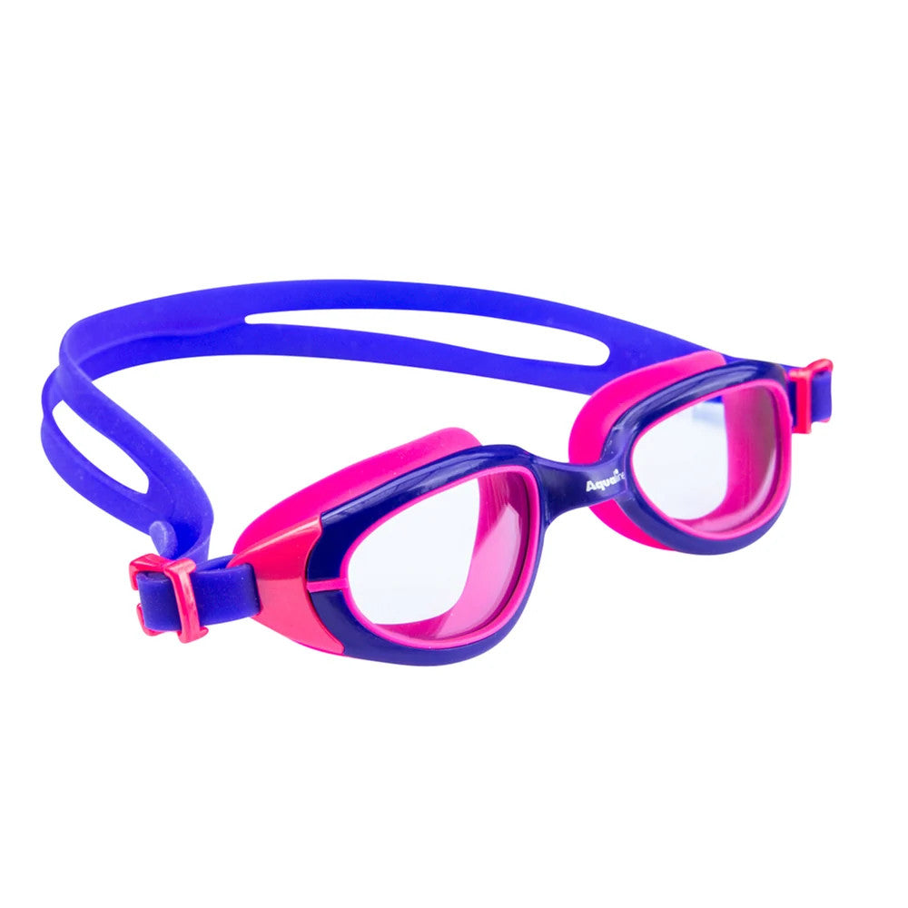 Kids goggles in blue and pink on a white background. 