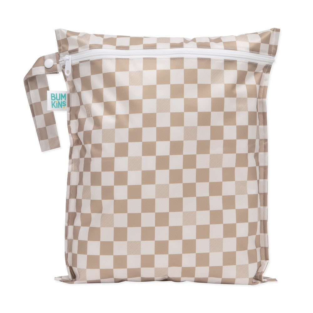 Bumkins wet bag with a sand check design on a white background