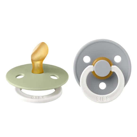 Green and grey glow in the dark anatomical latex pacifier two pack