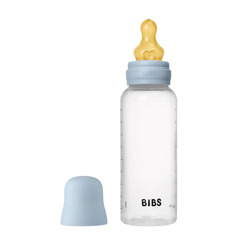 blue latex and plastic anti colic baby bottle