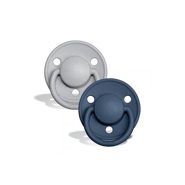 grey and navy silicone pacifier two pack