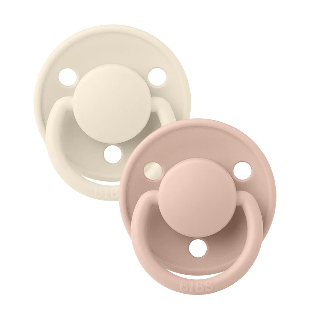 Beige and pink silicone pacifier two pack