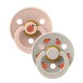 Beige and gray with ladybugs rubber pacifier two pack