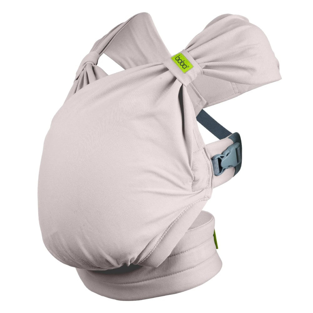 Organic Cotton Boba Bliss Baby carrier  in soft stone colour with a visible brand logo on a white background
