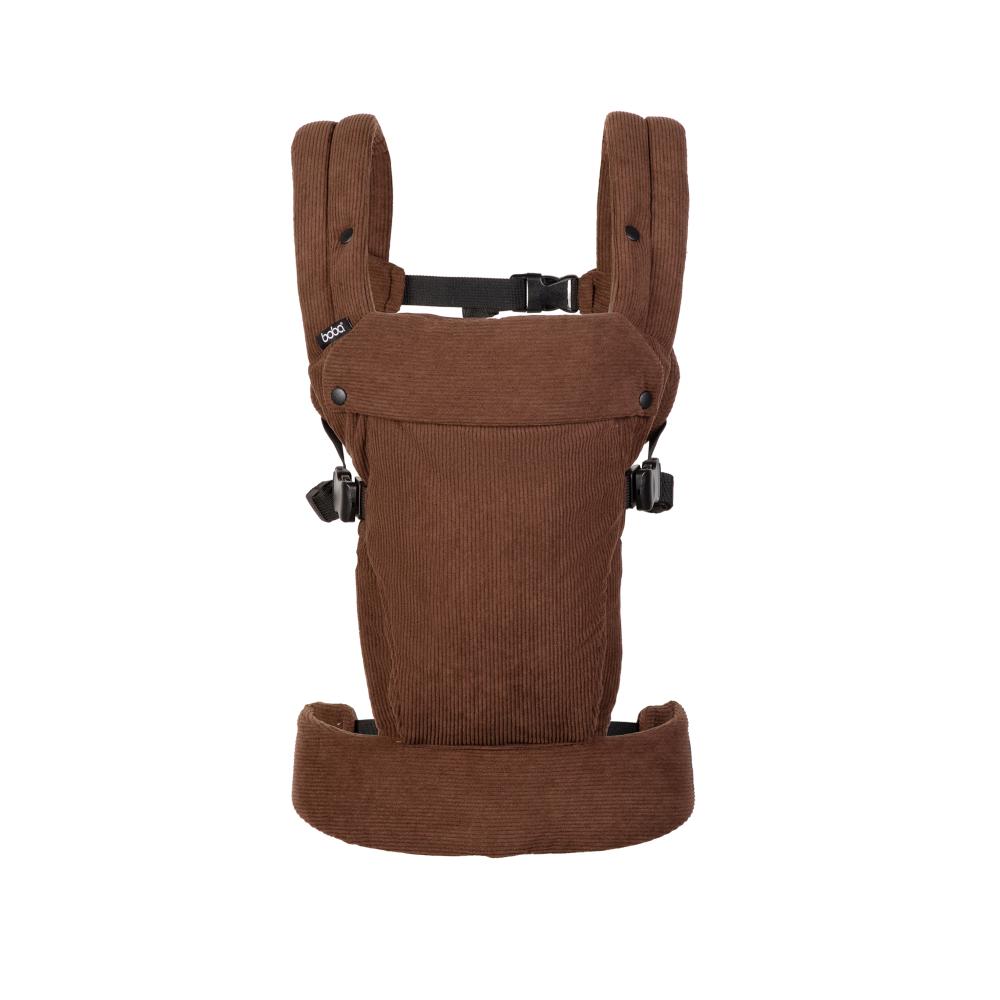 Brown Cord Boba Auri aesthetic baby carrier on a white background
