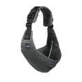 Gray Boba Buddy hip carrier with black straps on a white background