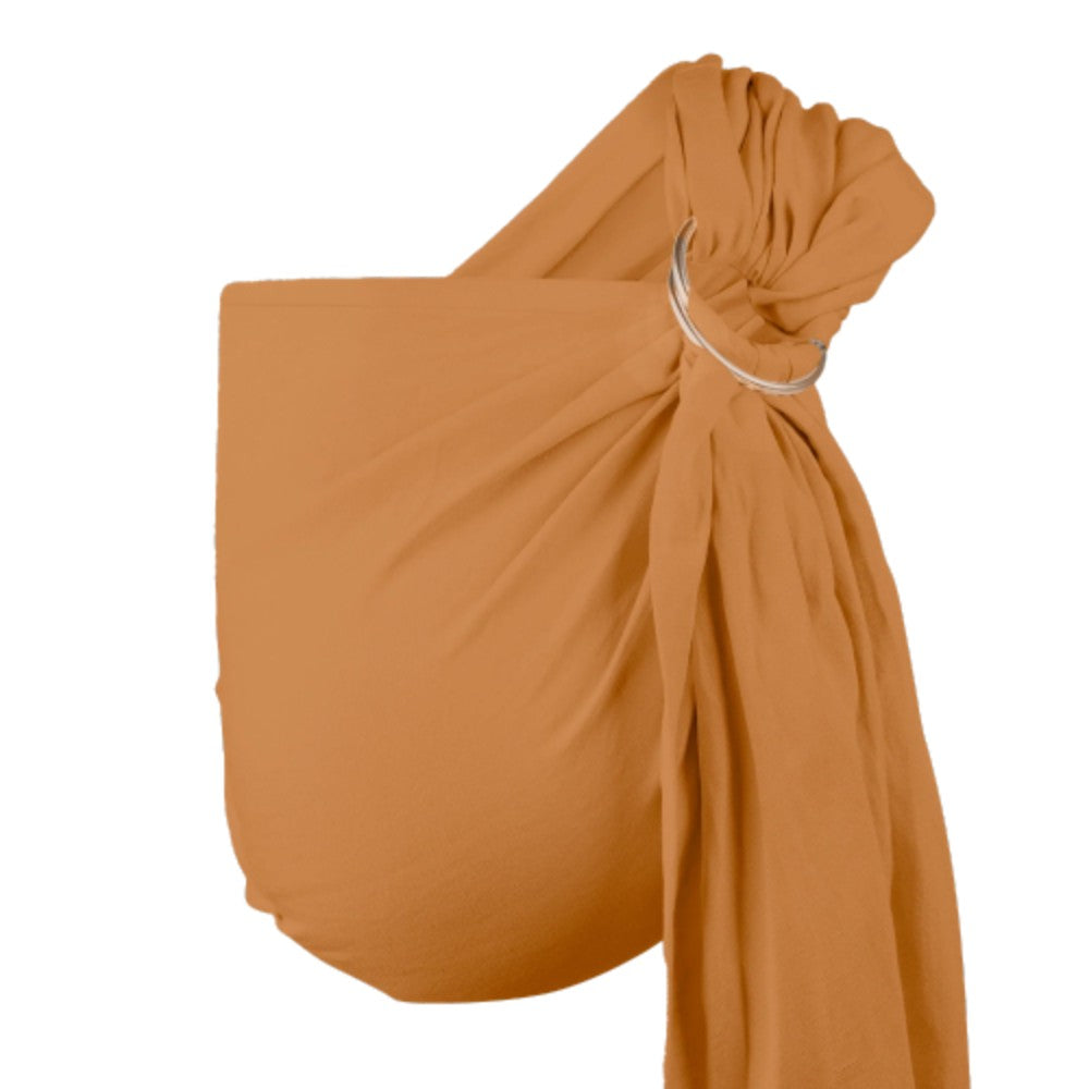 Rye Brown Linen Boba Ring Sling baby carrier on a white background