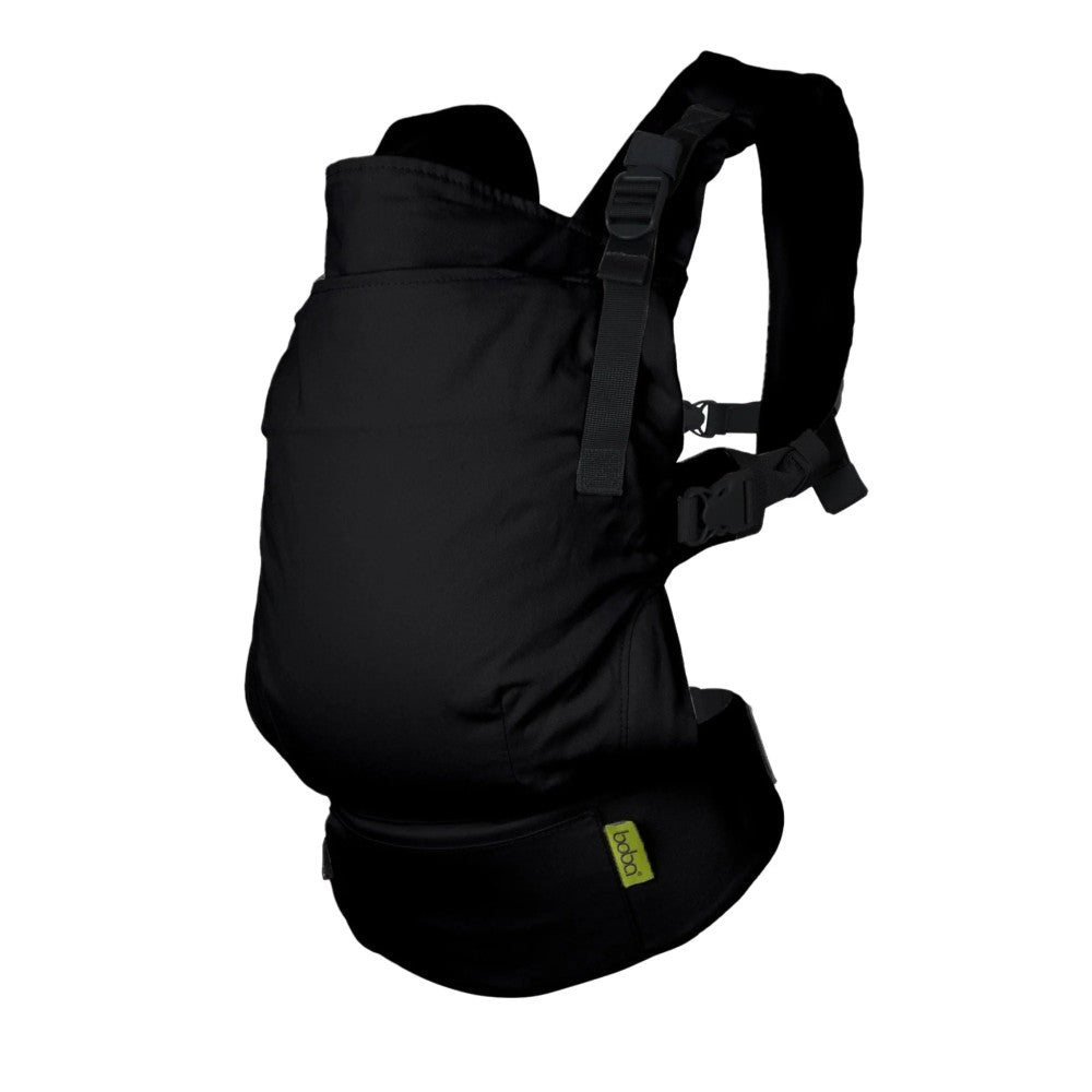 Black Boba X baby carrier on a white background