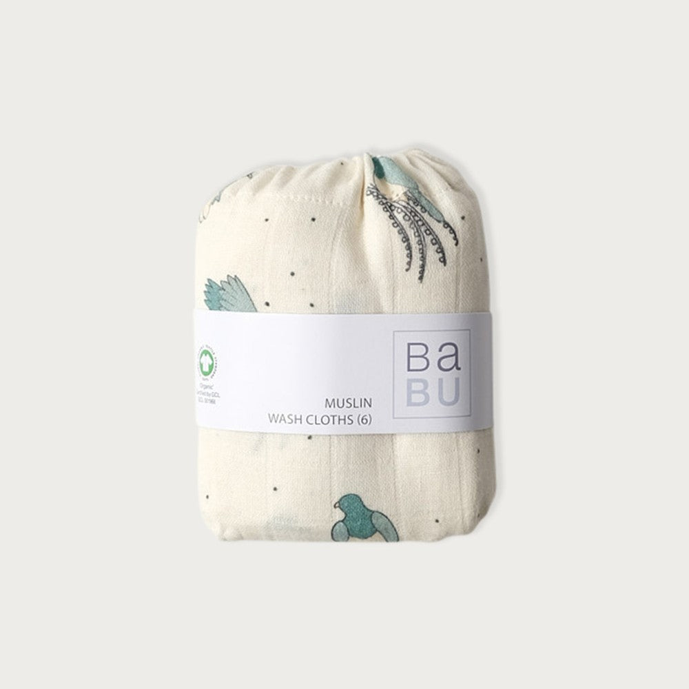 Muslin Wash Cloth 6pk - Kereru