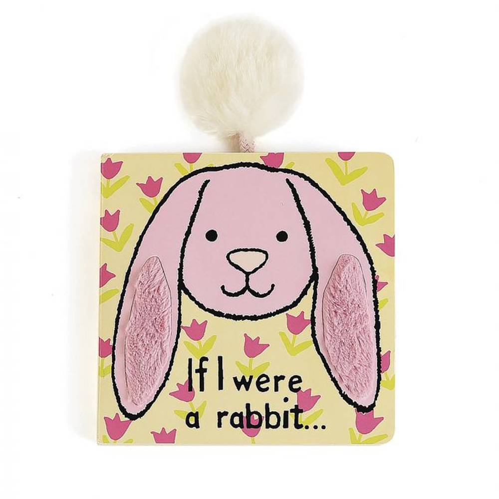 Jellycat book with pink bunny on cover against white background.