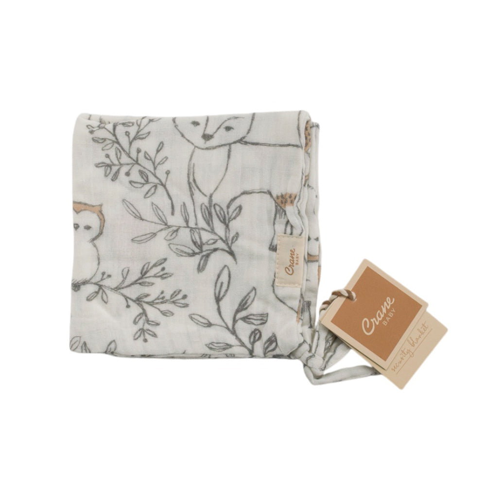 Muslin Security Blanket - Ezra Woodland on a white background