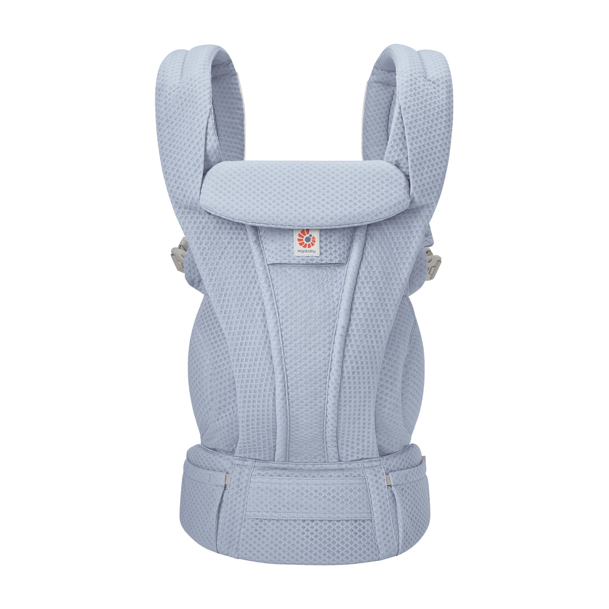 light blue baby carrier on a white background. 