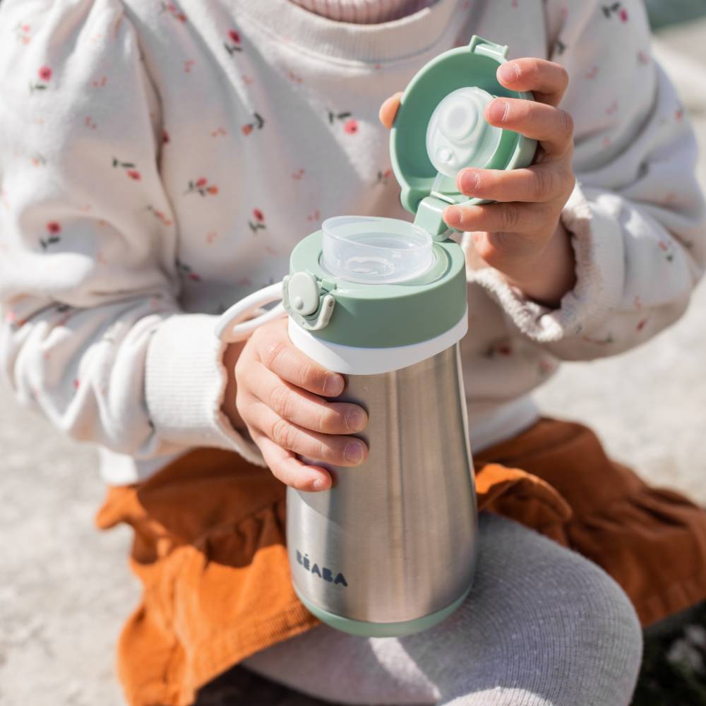 Stainless Steel Spout Bottle - Sage Green