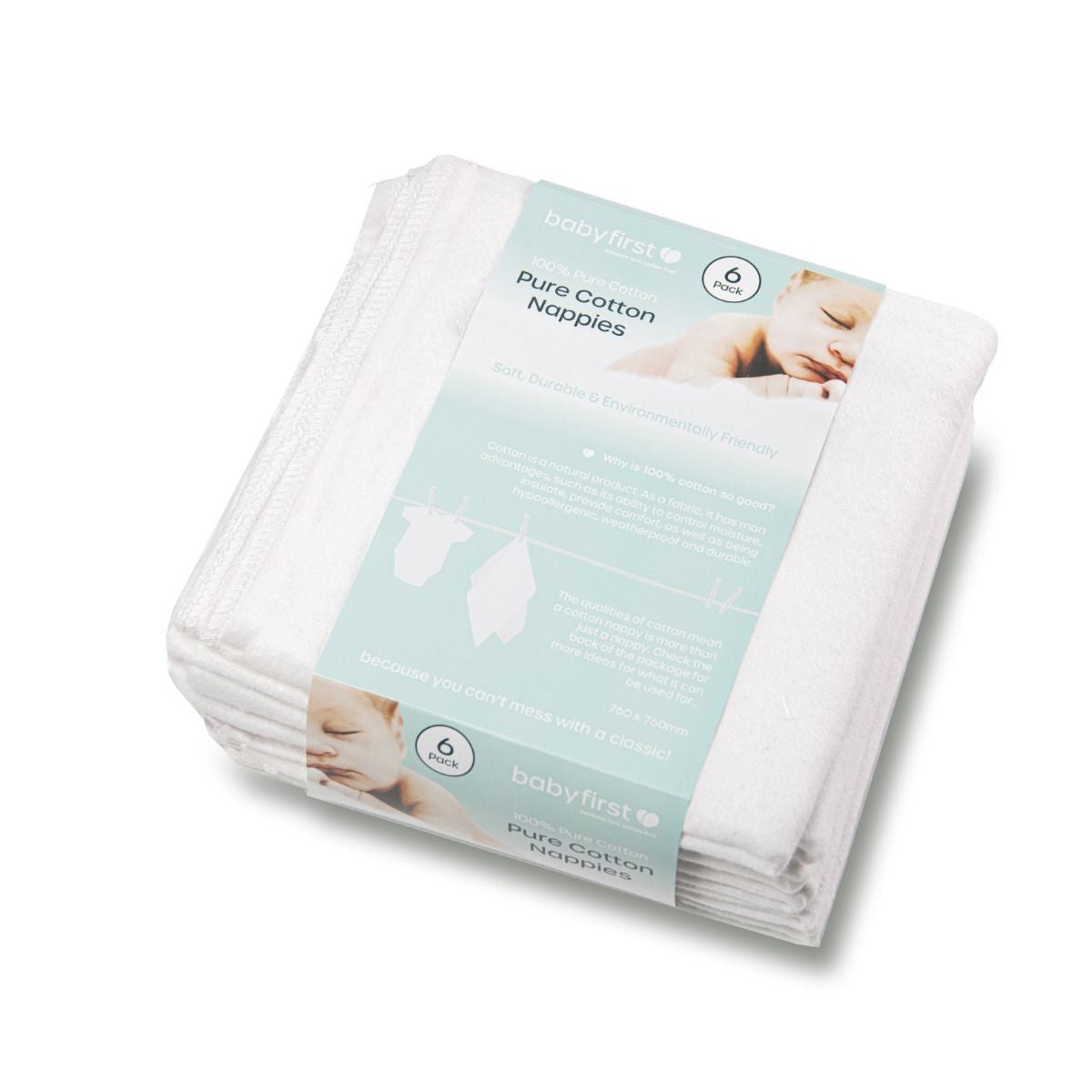 Pure Cotton Nappies 6pk
