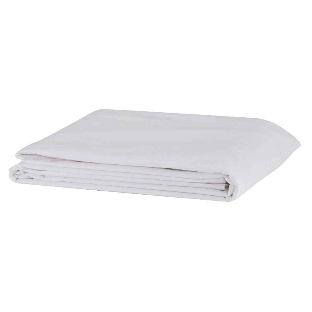 A folded white fabric brolly sheet protector sheet, shown on a plain white background.