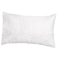 A white rectangular pillow with a quilted circular patterned pillowcase from brolly sheets, shown against a plain white background.