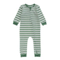 Green striped cotton zipsuit with white background