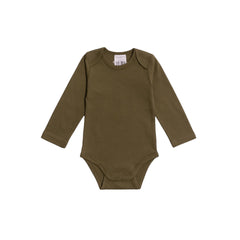 Basics Cotton Long Sleeve Bodysuit - Khaki