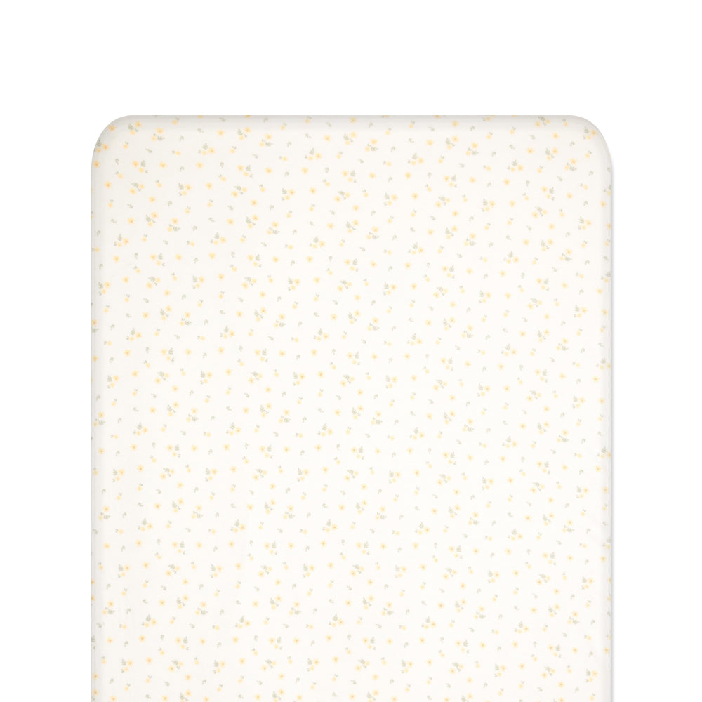 Lemon Daisy fitted sheet on white background