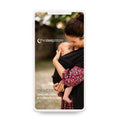 A smartphone-style mockup displaying a guide cover for 'the sleepstore newborn babywearing & carrier guide,' featuring a woman in a black baby carrier holding a baby outdoors.