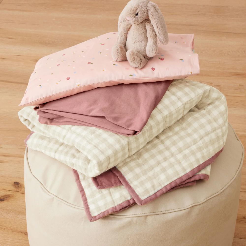 Quilted Coverlet Blanket - Rosy Gingham