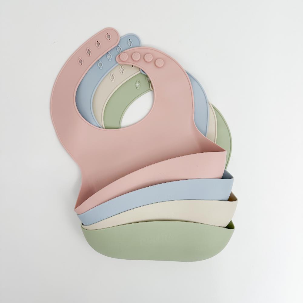 Silicone Baby Bib Large - Petal