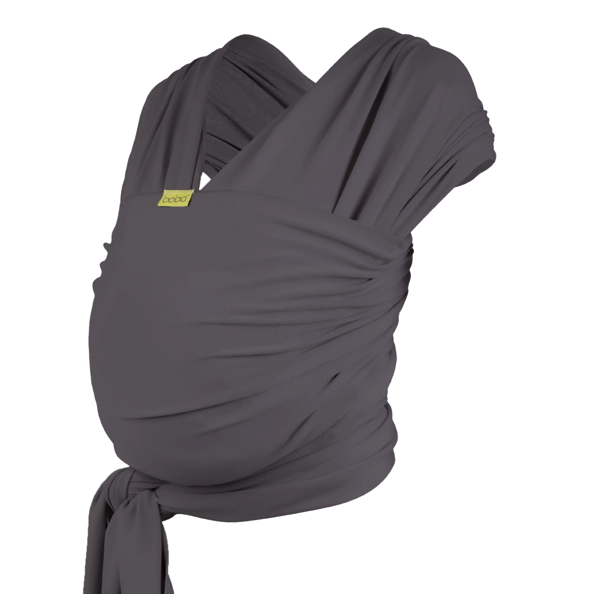 Dark Gray Organic Boba Wrap baby carrier wrap on a white background