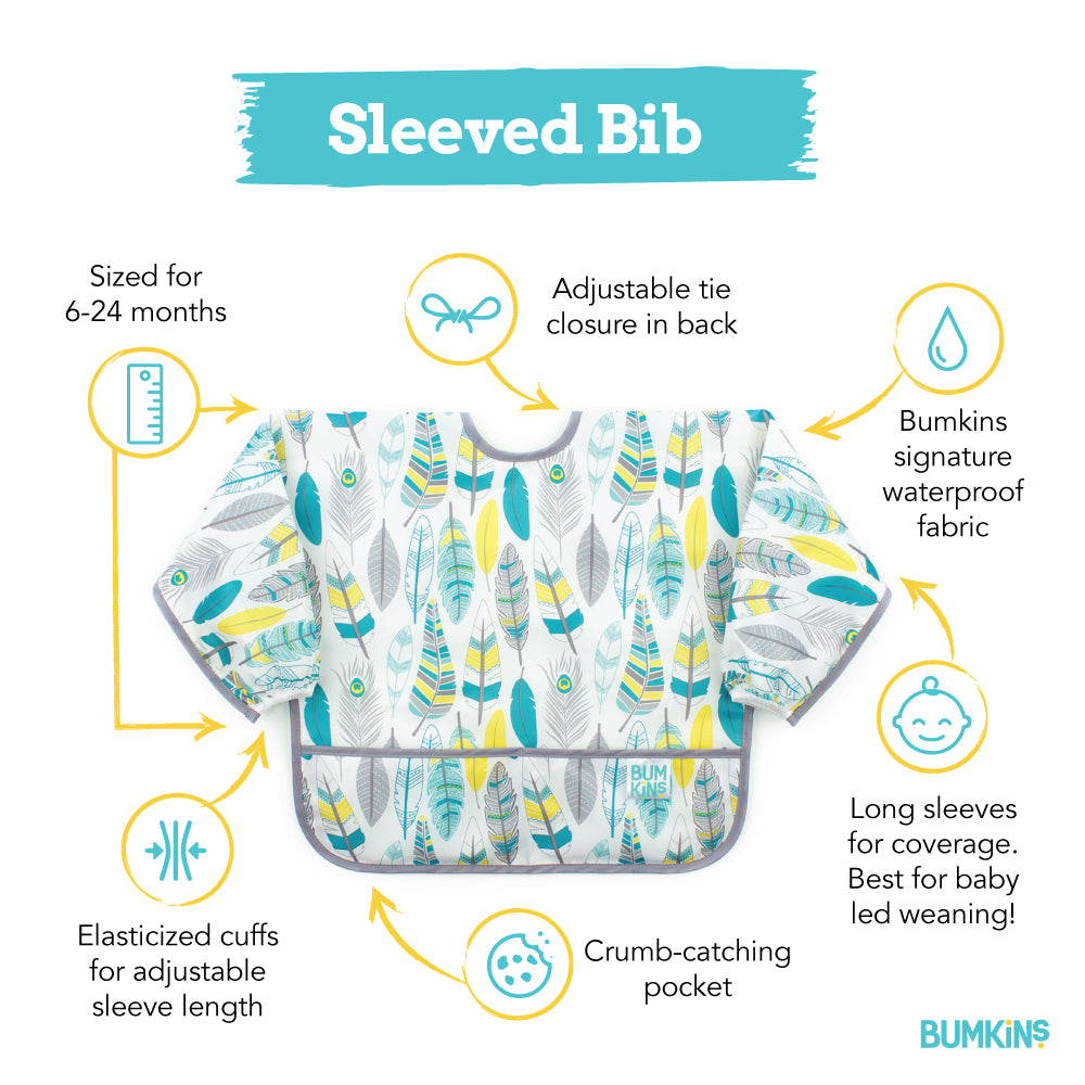 Waterproof Sleeved Bib - Dinosaurs