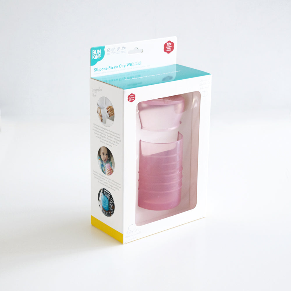 Silicone Straw Cup with Lid - Grey