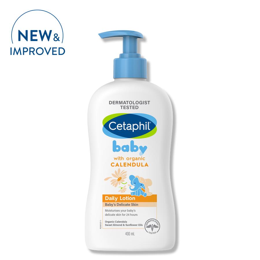 White Cetaphil lotion bottle against white background.