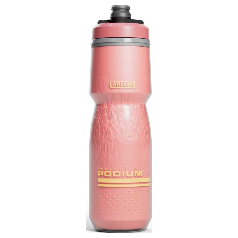 Peach polypropylene double walled insulated twist lock top water bottle
