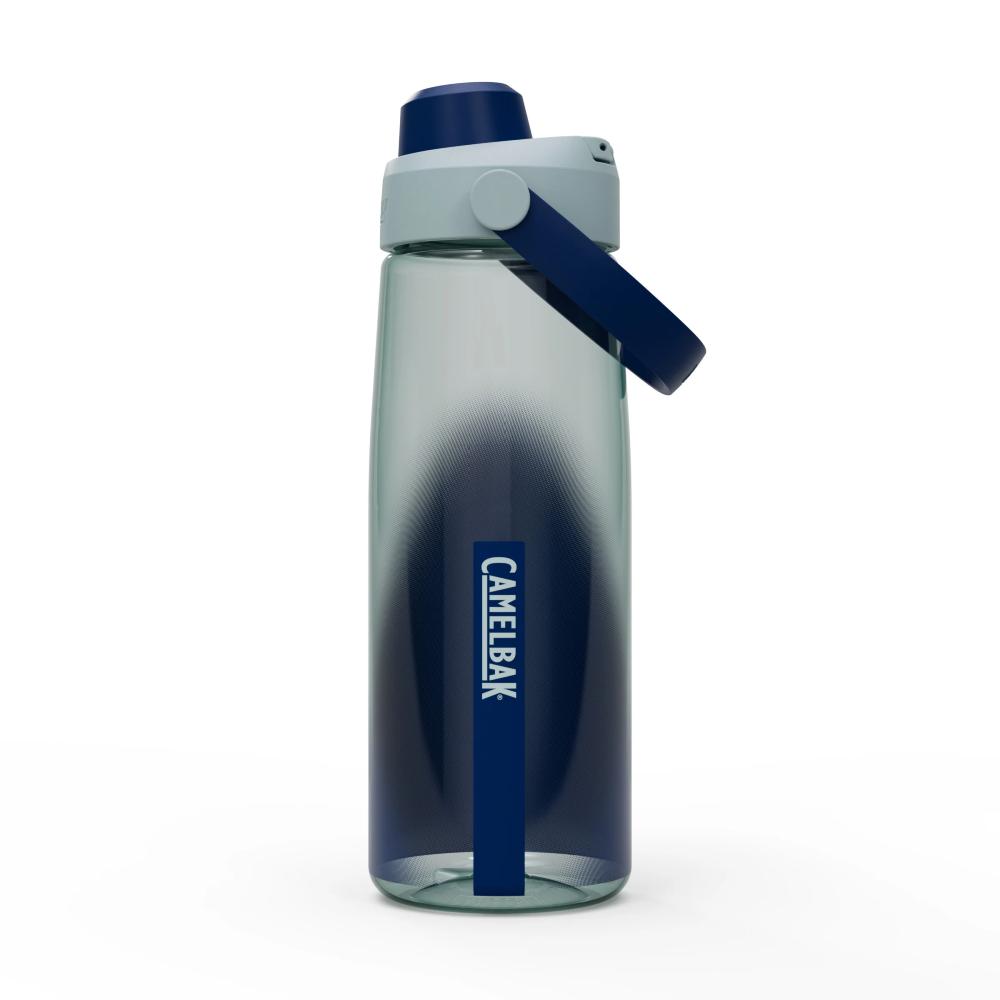 Navy and white ombre chug top tritan plastic water bottle