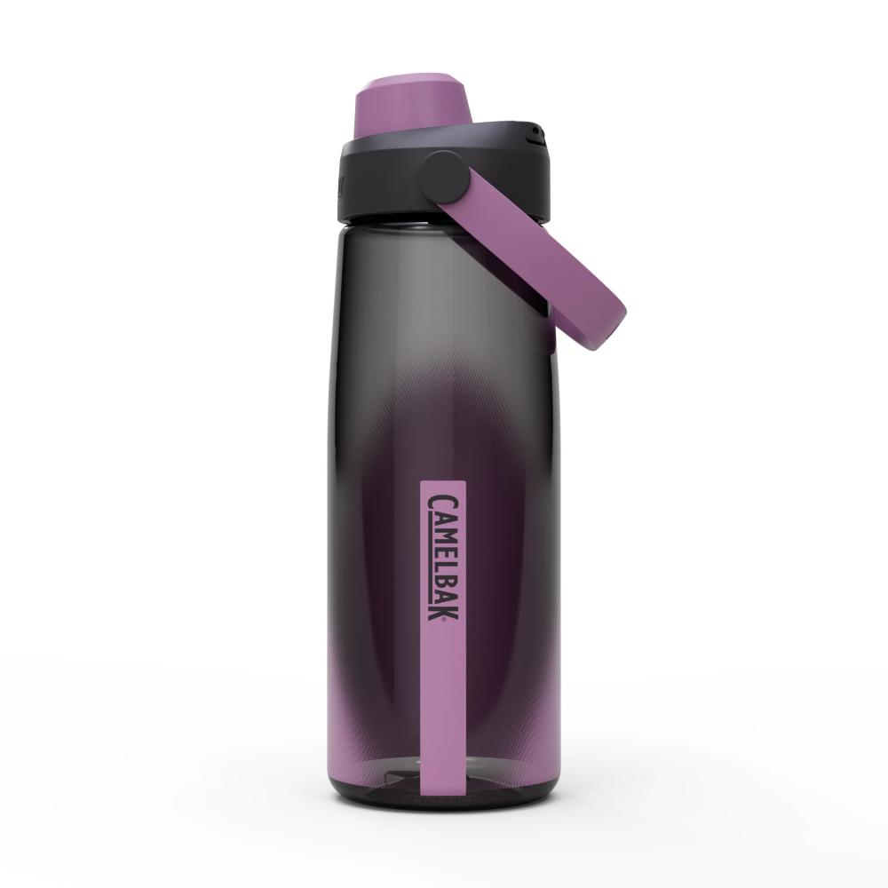 Black and purple chug top tritan plastic water bottle