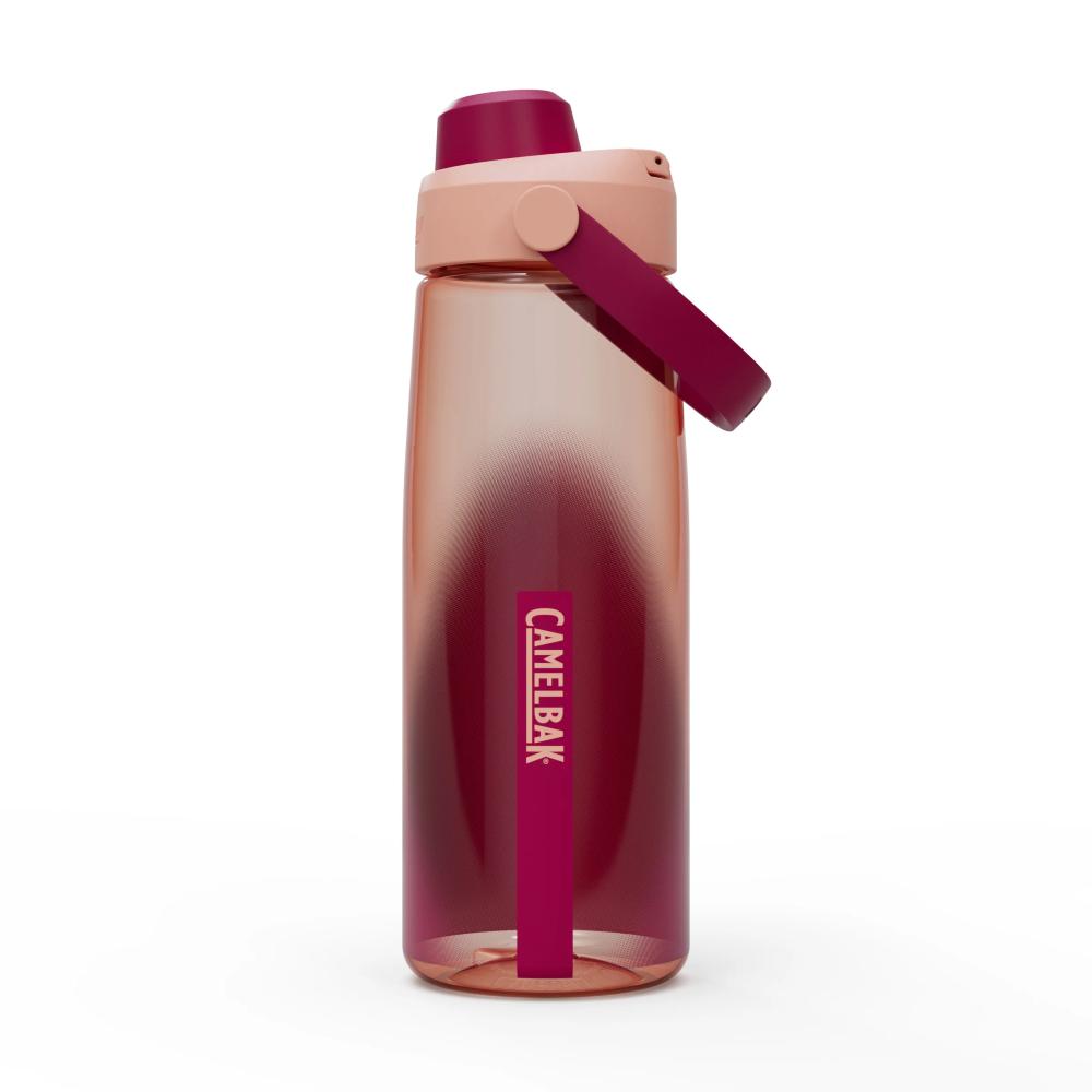 Peach and red ombre chug top tritan plastic water bottle