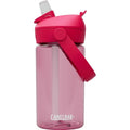 Pink kids flip straw plastic water bottle