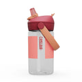 White and peach kids flip straw plastic water bottle