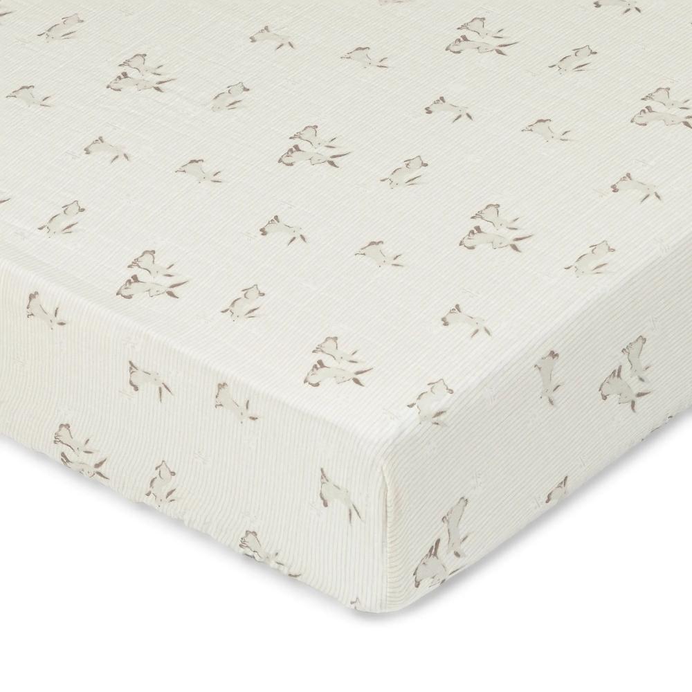 Fitted Sheet - Avery - Bunny on a white background