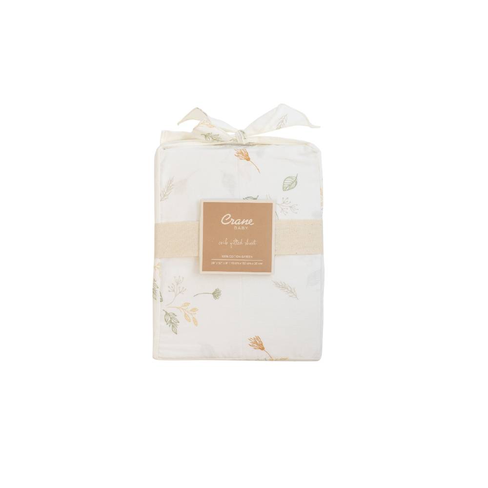 Fitted Sheet - Willow Dainty Leaf on a white background