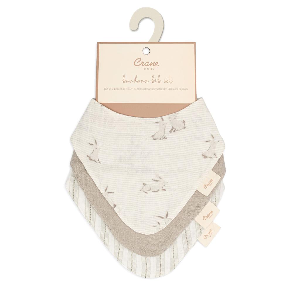 Organic Muslin Bandana Bib Set 3pk - Avery Bunny