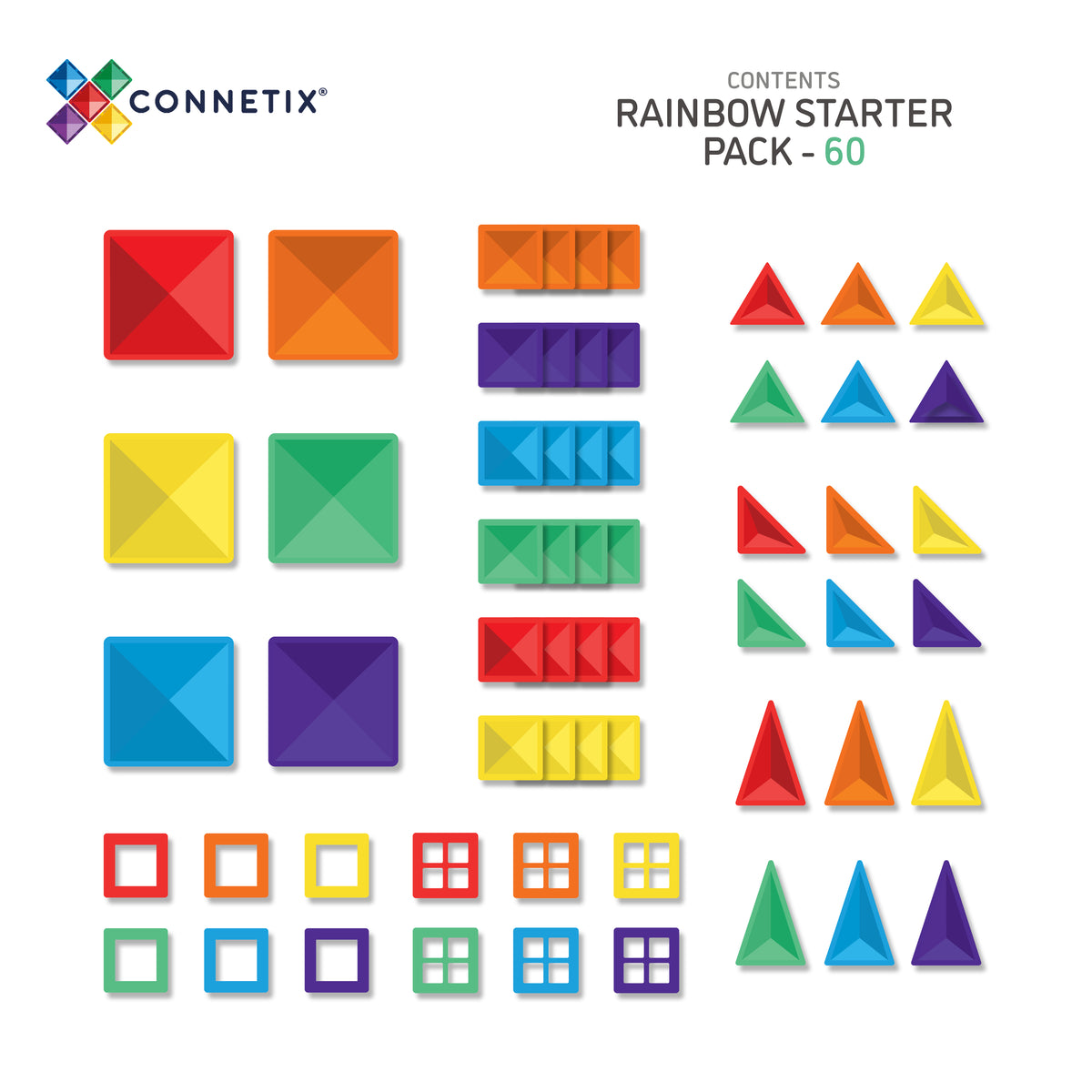 Colorful geometric building blocks with Connetix branding on a white background