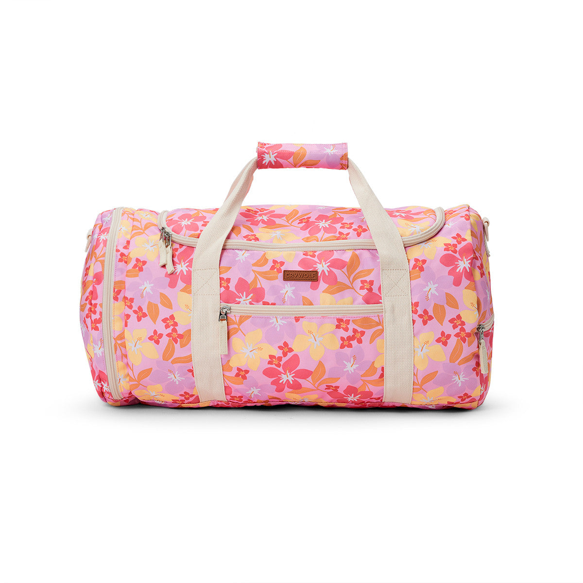 Crywolf Duffel Bag Hibiscus Daze on a white background. 